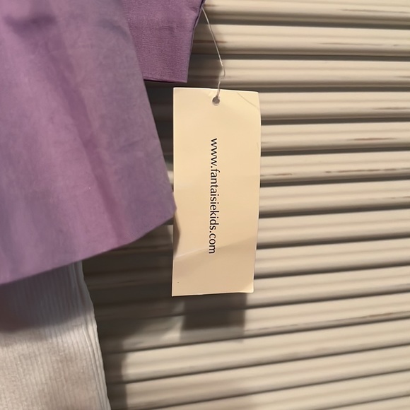FANTAISIE KIDS Embroidered Lavender Top & Ivory Corduroy Pants - Picture 5 of 9